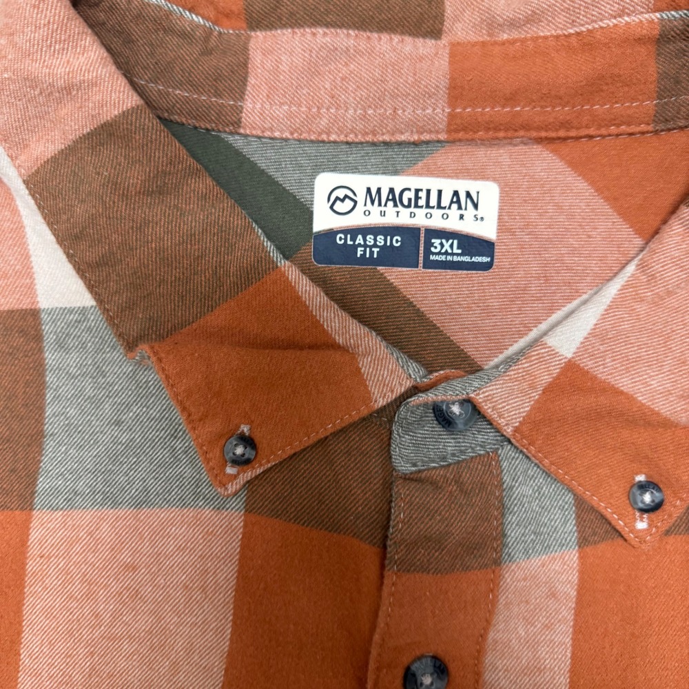 Magellan Outdoors Canyon Creek Flannel Shirt 3XL Amber Brown Plaid NWT - Picture 6 of 11
